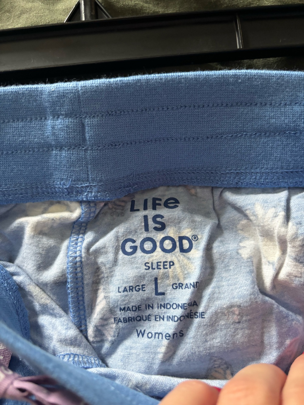 Life Is Good Blue Butterfly & Daisy Pajama Bottoms with Pink Drawstring - Picture 5 of 5